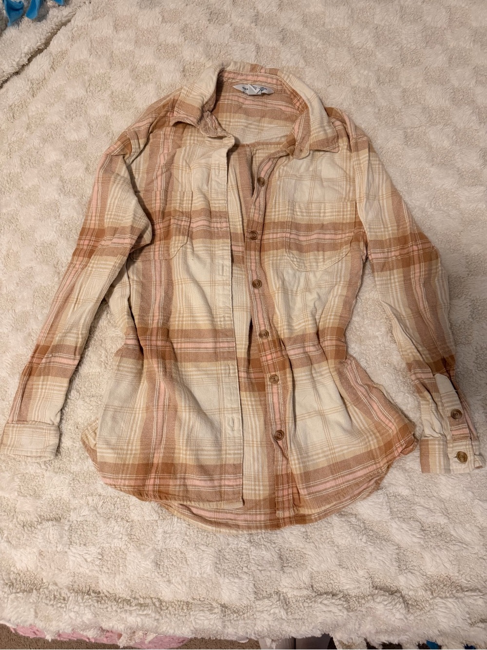 Cream, tan, and pink old navy flannel